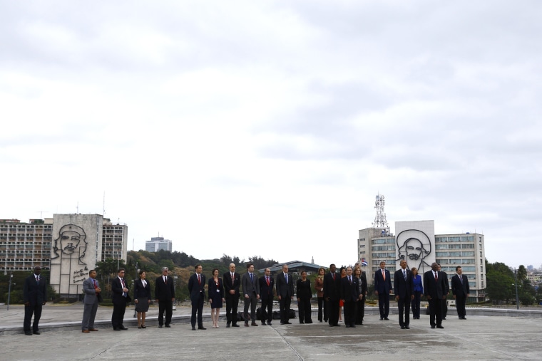 Image: U.S. President Obama attends a wreath-laying ceremony at the Jose Marti monument at Revolutionary Square in Havana