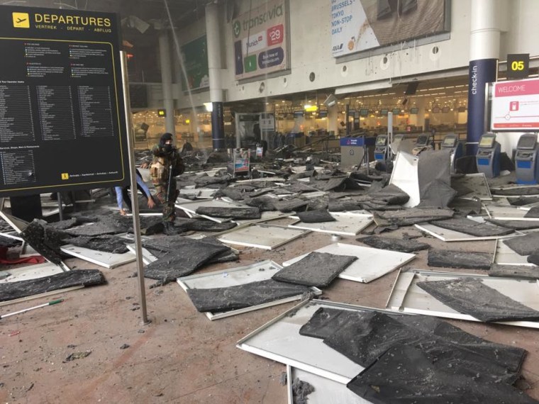 A departures hall at Brussels Airport was devastated by Tuesday's explosions.