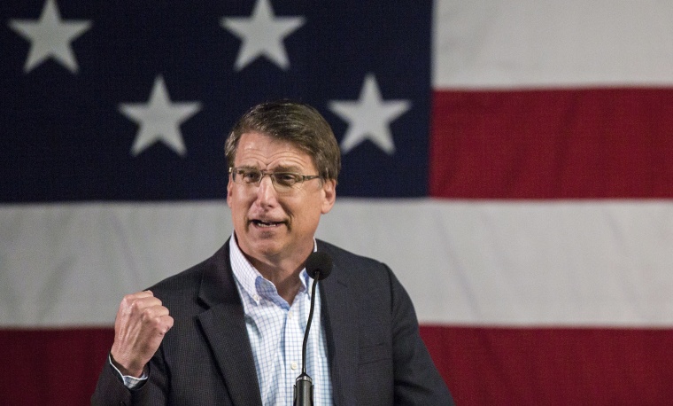 North Carolina Gov. Pat McCrory speaks at the State Fairgrounds in Raleigh on March 8.