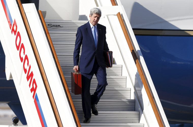 Image: U.S. Secretary of State Kerry arrives in Moscow