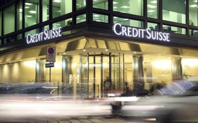 The Credit Suisse logo is seen at the headquarters in downtown Milan