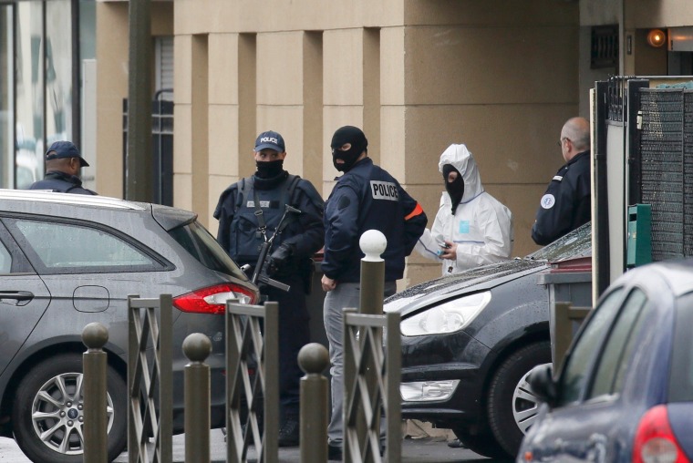 Image: Entrance of an apartment building after a raid in Argenteuil, France