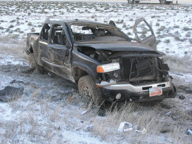 The scene of the crash is seen on this photo from the Utah Highway Patrol.