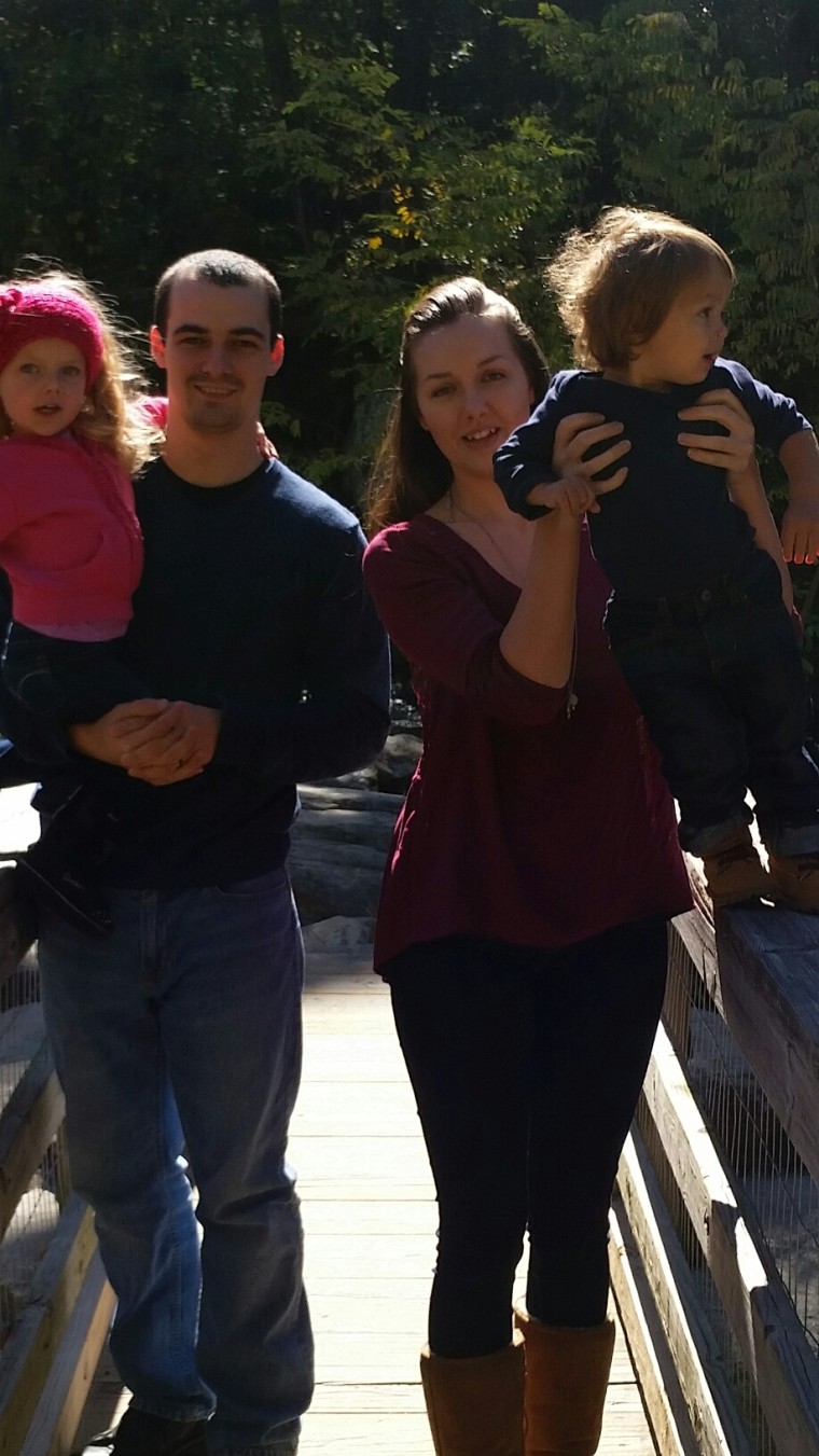 Jordan and Kelsie Perkins with their children, Miya and Mason