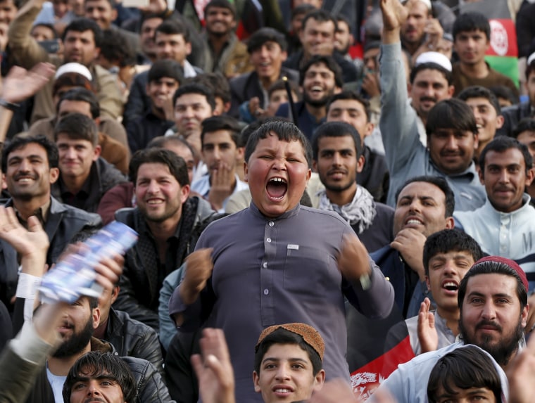 Image: Afghan cricket fans welcome Afghanistan's national cricket team, after their Twenty20 world cup tournament, in Kabul