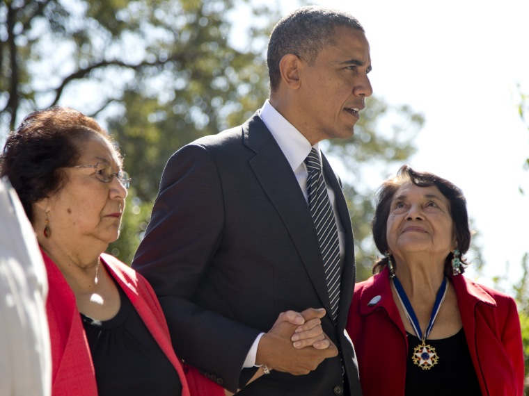 Image: Barack Obama, Helen F. Chavez, Dolores Huerta
