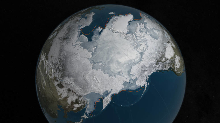 Arctic sea ice was at a record low wintertime maximum extent for the second straight year.