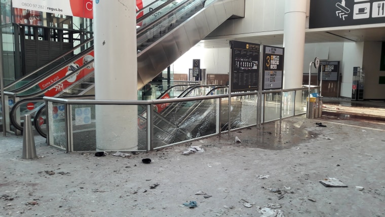 Image: Damage is seen inside the departure terminal following the March 22, 2016 bombing at Zaventem Airport, in these photos made available to Reuters by the Belgian newspaper Het Nieuwsblad