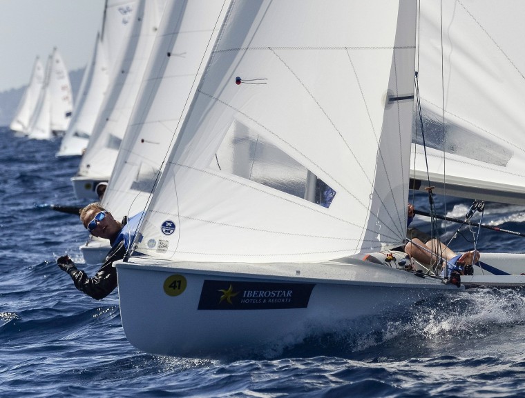 Image: Sailors compete in the women's 470 class race at the 47th Princesa Sofia Trophy