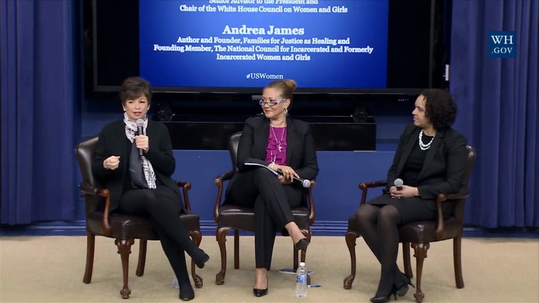 Image: Valerie Jarrett, left, addresses a convening on Women and the Criminal Justice System