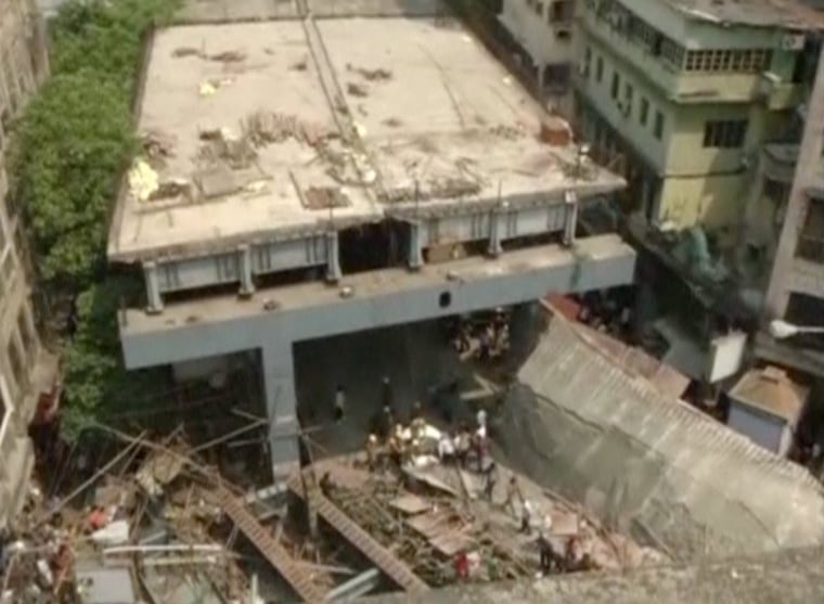 Image: A view of the collapsed overpass