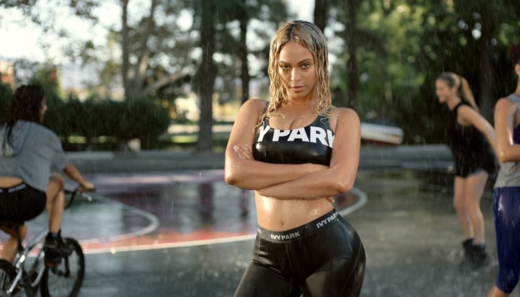 Beyonce launched a women's fitness clothing line on March 31 featuring bodysuits, leggings and headbands, named Ivy Park.