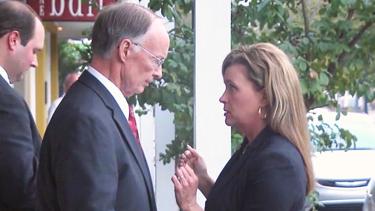 Image: Alabama Governor Robert Bentley speaks with former aide Rebekah Mason