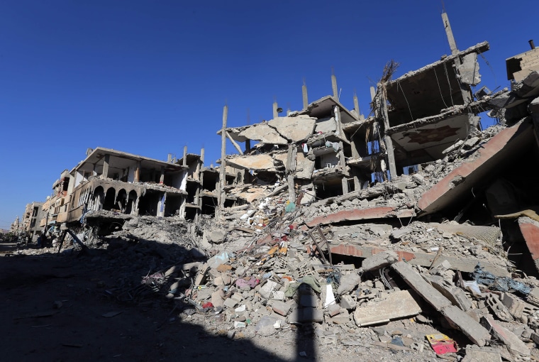 Image: Destroyed buildings line a destroyed neighborhood in Palmyra