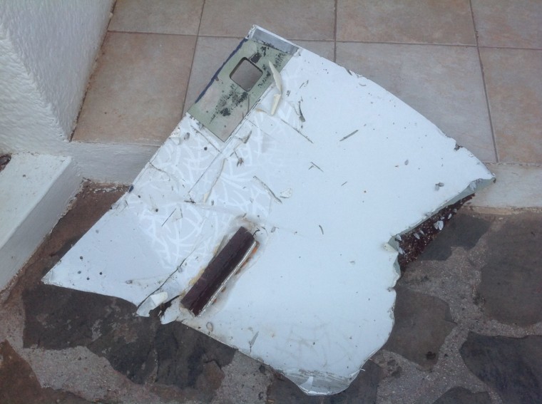 A piece of suspected plane debris found on Rodrigues Island, east of Mauritius.