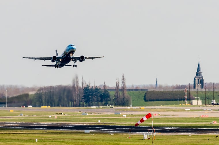 Image: A Brussels Airlines plane takes off at Brussels Airport, in Zaventem, Belgium, Sunday, April 3, 2016.