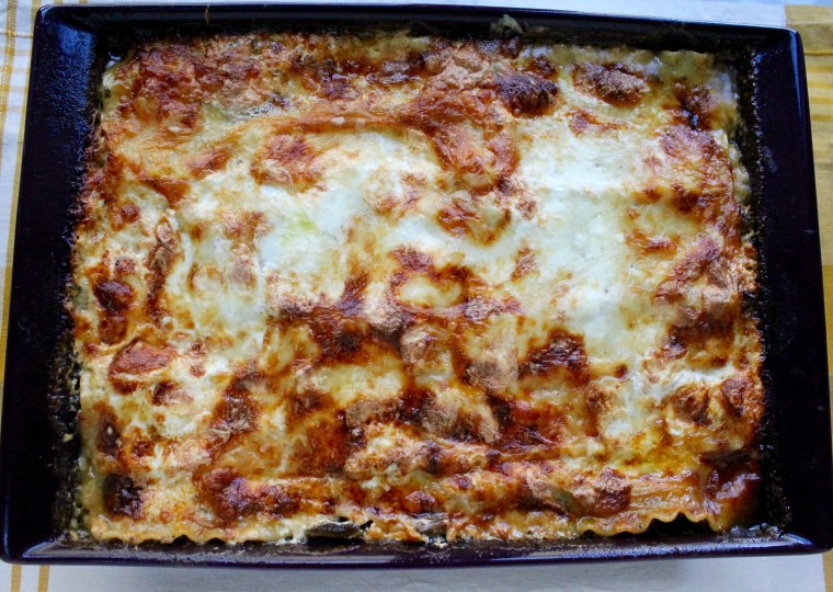 Four Cheese Wild Mushroom Lasagna: Bake until golden and bubbling