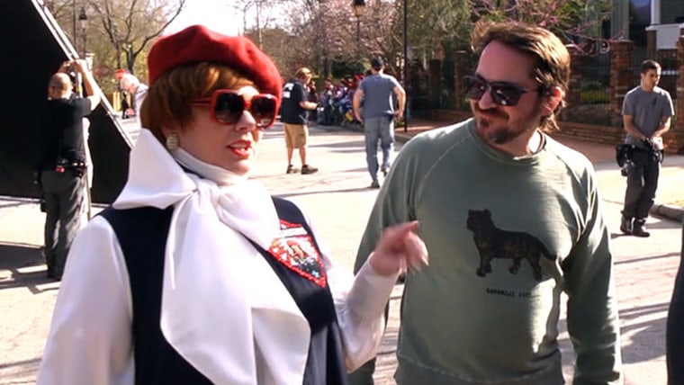 Melissa McCarthy with husand and director Ben Falcone on the set of "The Boss"