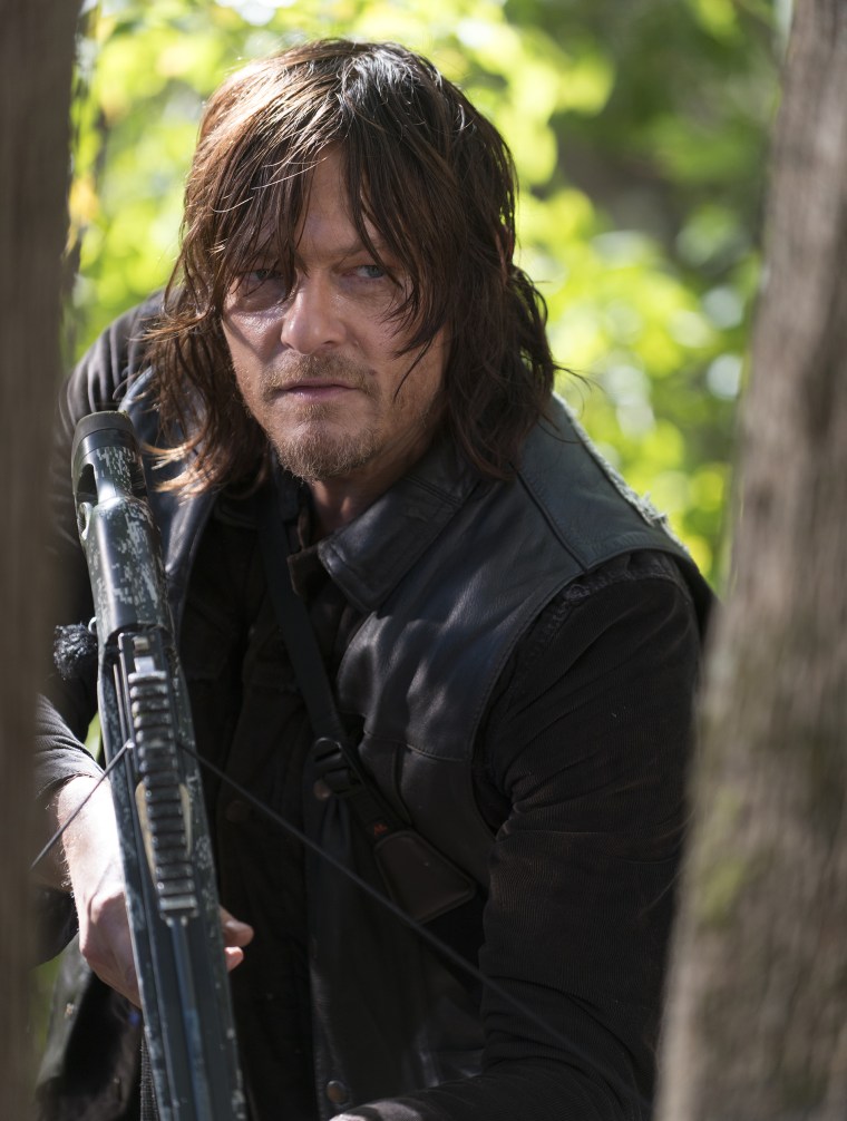 Norman Reedus getting ready to take aim as Daryl in "The Walking Dead."
