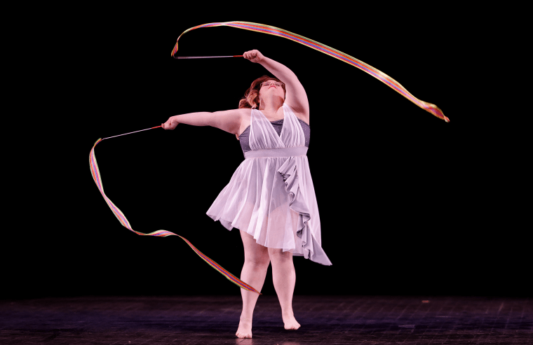 Mickey performs a lyrical dance during the talent portion of the Miss Hoosier Heartland pageant at Indiana University Kokomo on March 6, 2016.