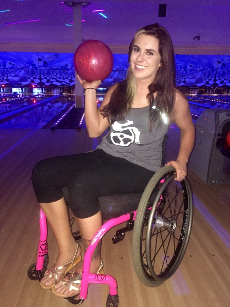 Jesi Stracham learns to bowl after becoming paralyzed.