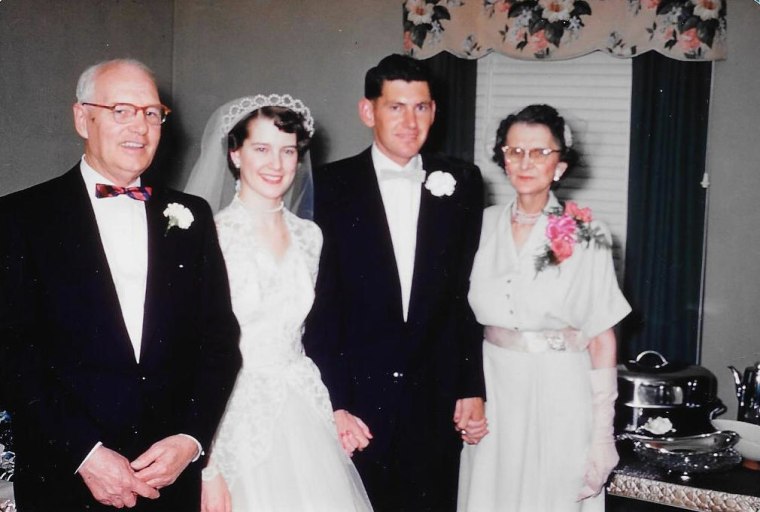 Phyllis Harold Raymond in the wedding dress