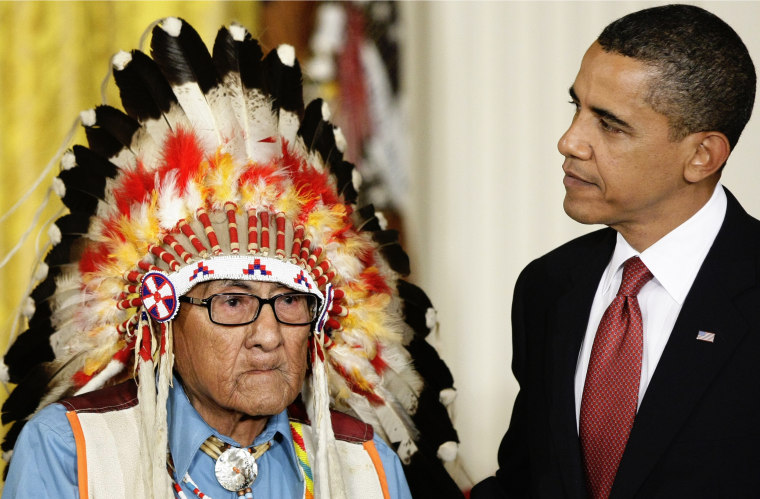 IMAGE: Barack Obama and Joseph Medicine Crow