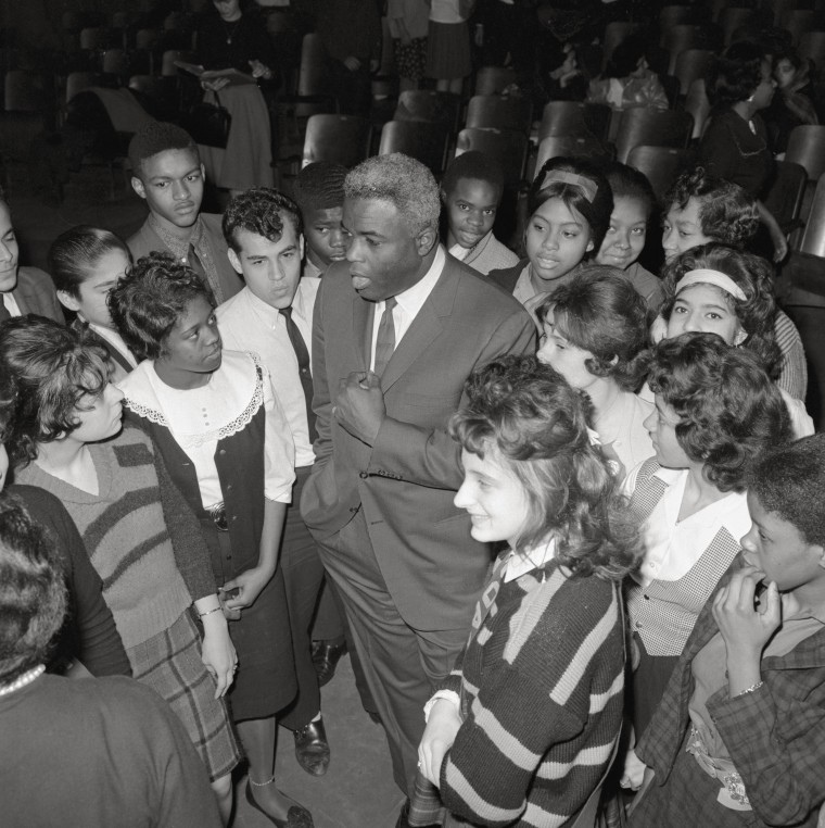 Jackie Robinson Talking to High School Children
