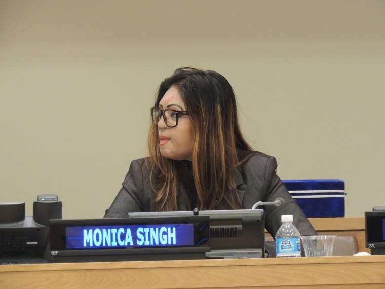 Monica Singh during a United Nations meeting March 17, 2016.