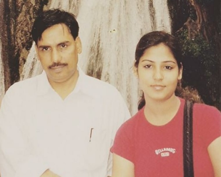 Monica Singh with her father Mahendra Singh.