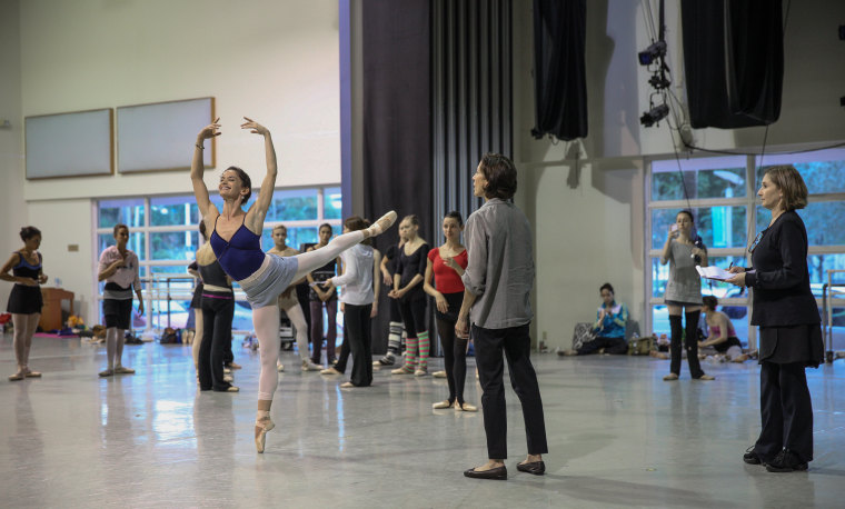 Lourdes Lopez coaching Miami City Ballet dancers.