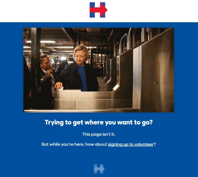 IMAGE: Clinton campaign 404 page
