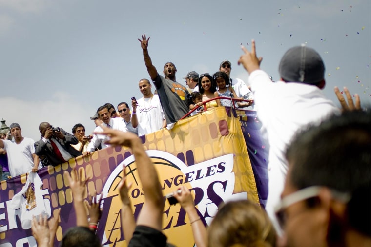 Image: Lakers championship parade outside the Staples Center