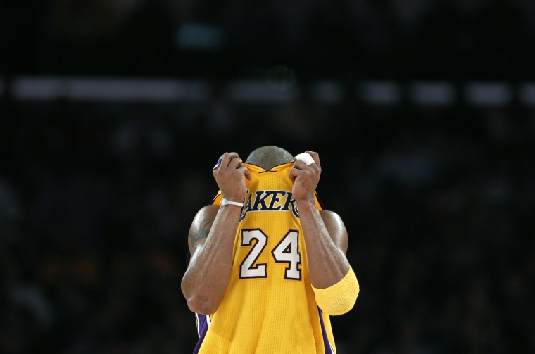 Image: Los Angeles Lakers Kobe Bryant reacts during their NBA basketball game against the Sacramento Kings in Los Angeles