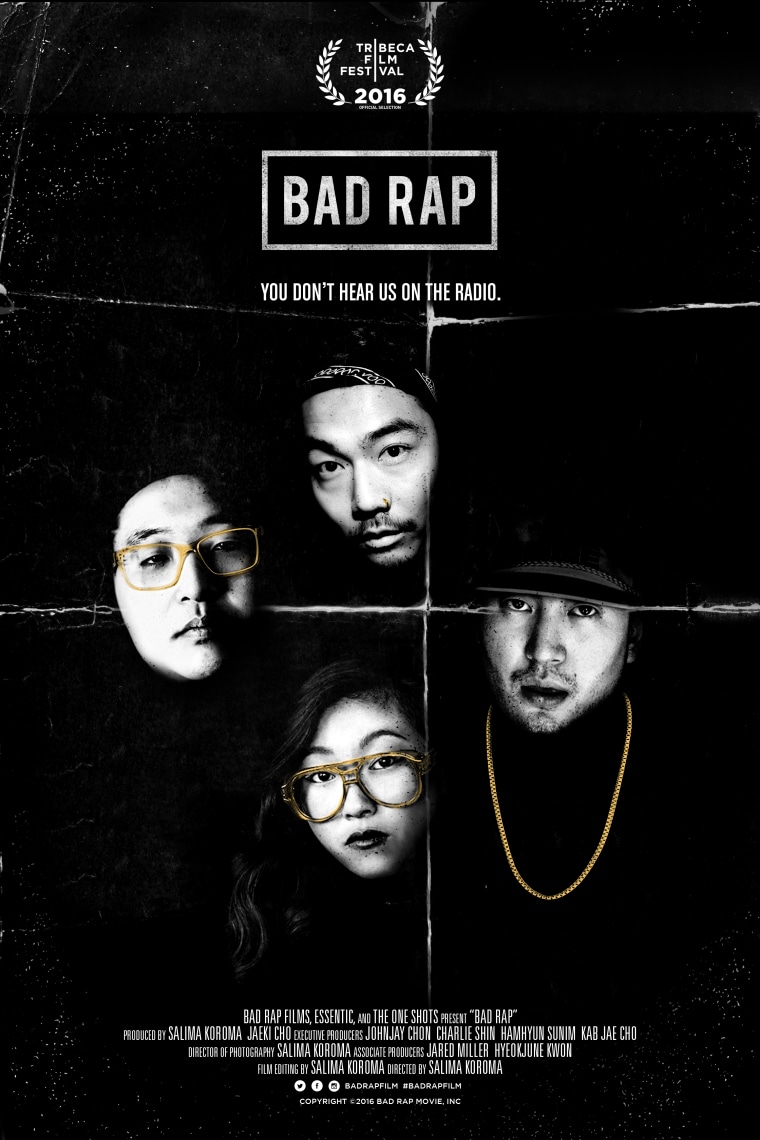 The "Bad Rap" poster featuring Dumbfoundead, Awkwafina, Rekstizzy, and Lyricks.