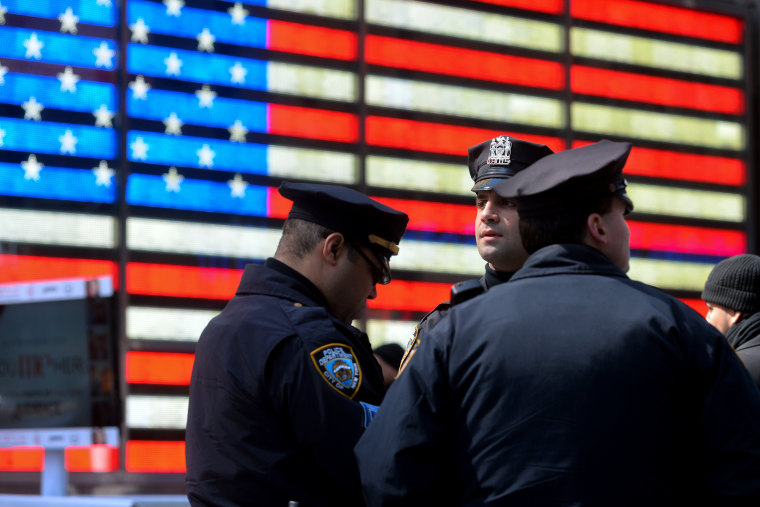 Officers from the New York Police Department seen on Mar. 22.