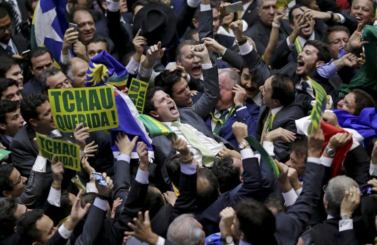 Image: Congressman Bruno Araujo celebrates the success of the vote to impeach the president