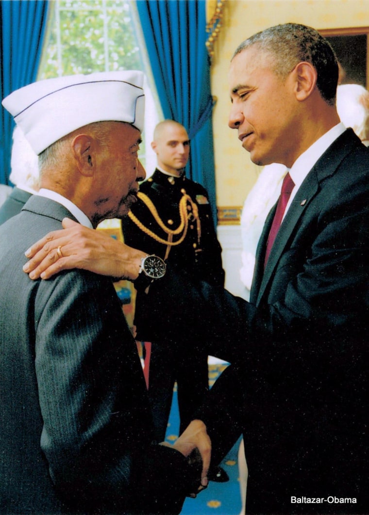 Jesse Baltazar meeting President Barack Obama at the White House on Veterans Day 2013.