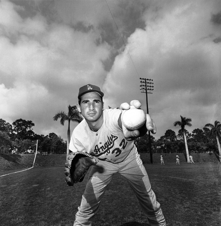 Los Angeles Dodgers southpaw Sandy Koufax, one of baseball's most famous Jewish players.