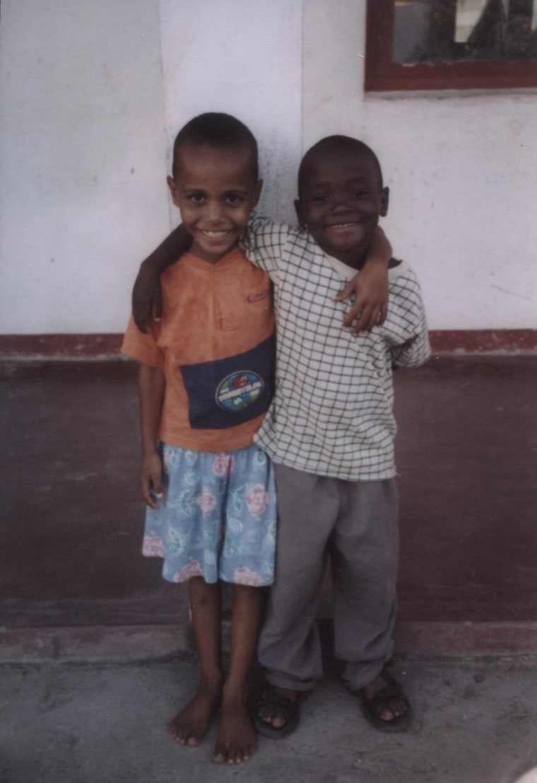 Afonso Slater (right) and Kelvin Lewis as young boys in a Mozambique orphanage.