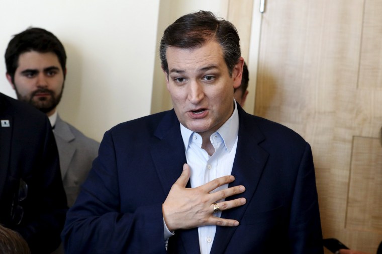 Image: Republican U.S. presidential candidate Senator Ted Cruz speaks at a press event at the Republican National Committee Spring Meeting at the Diplomat Resort in Hollywood