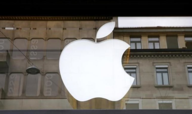 Logo of U.S. technology company Apple is seen in Zurich