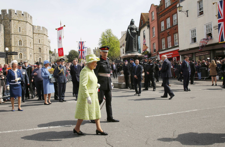 Image: Britain's Queen Elizabeth walks past well wishers on her 90th birthday, in Windsor, west of London