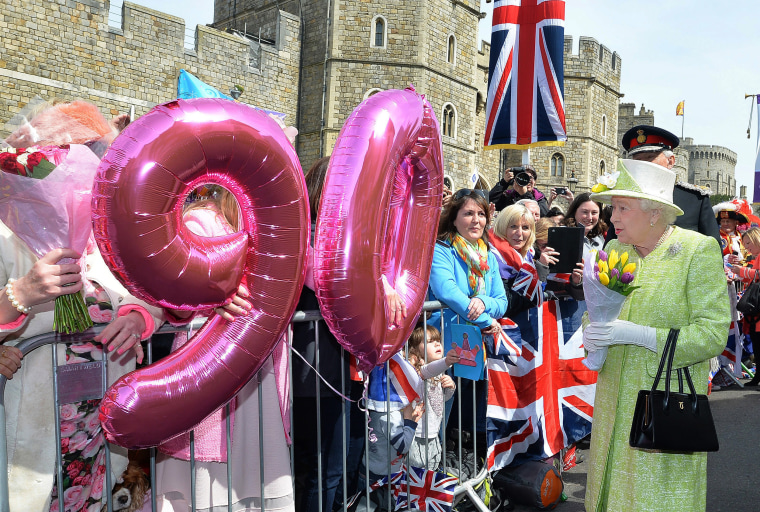 Image: Britain's Queen Elizabeth II meets well wishers during a walkabout close to Windsor Castle
