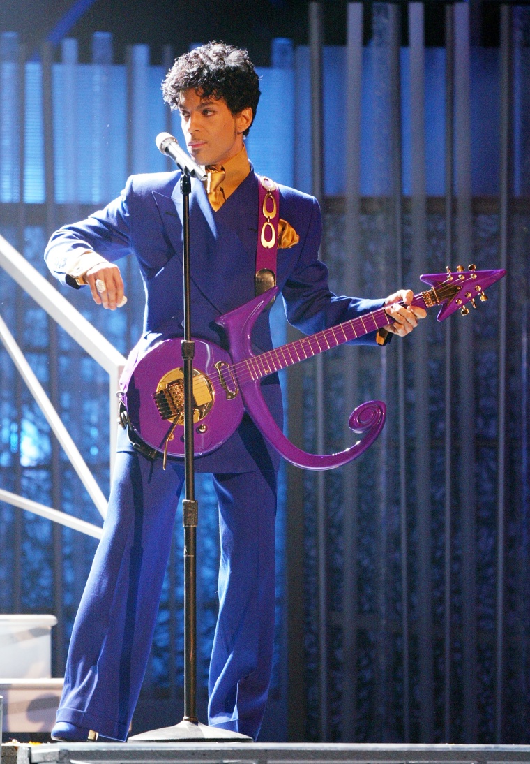 Image: Prince performs at the 46th Annual Grammy Awards on Feb. 8, 2004 in Los Angeles, Calif.