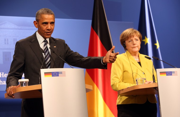 Image: U.S. President Obama Meets Angela Merkel In Hanover