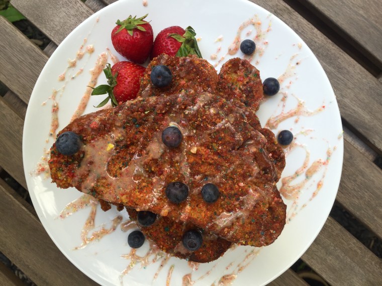 Brandi Milloy uses her fave breakfast cereal for this Fruit Pebbles French Toast