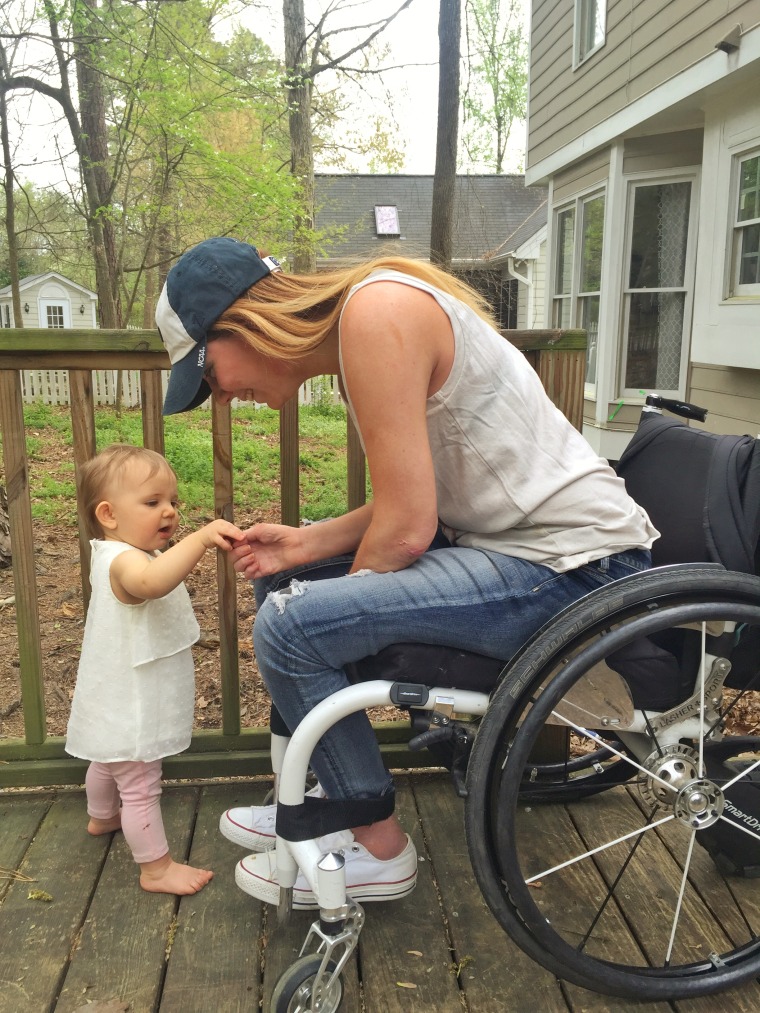 Image of "paralyzed bride" Rachelle Chapman and her daughter, Kaylee