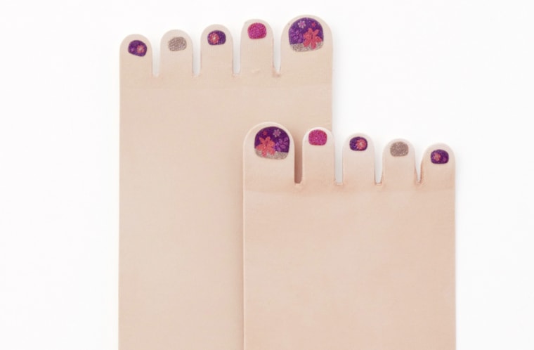 Nail polish stockings with a built-in pedicure