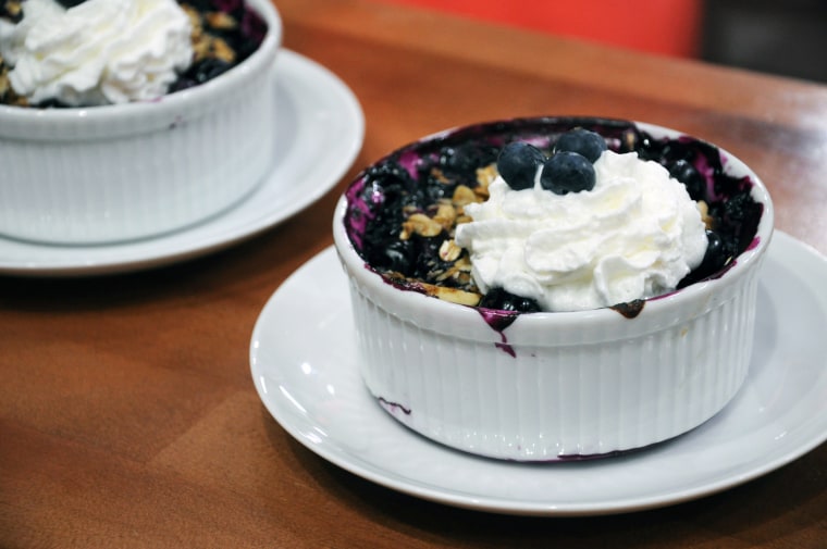 For Junk Food to Joy Food, Joy Bauer makes her lightened-up blueberry crisp dessert recipe